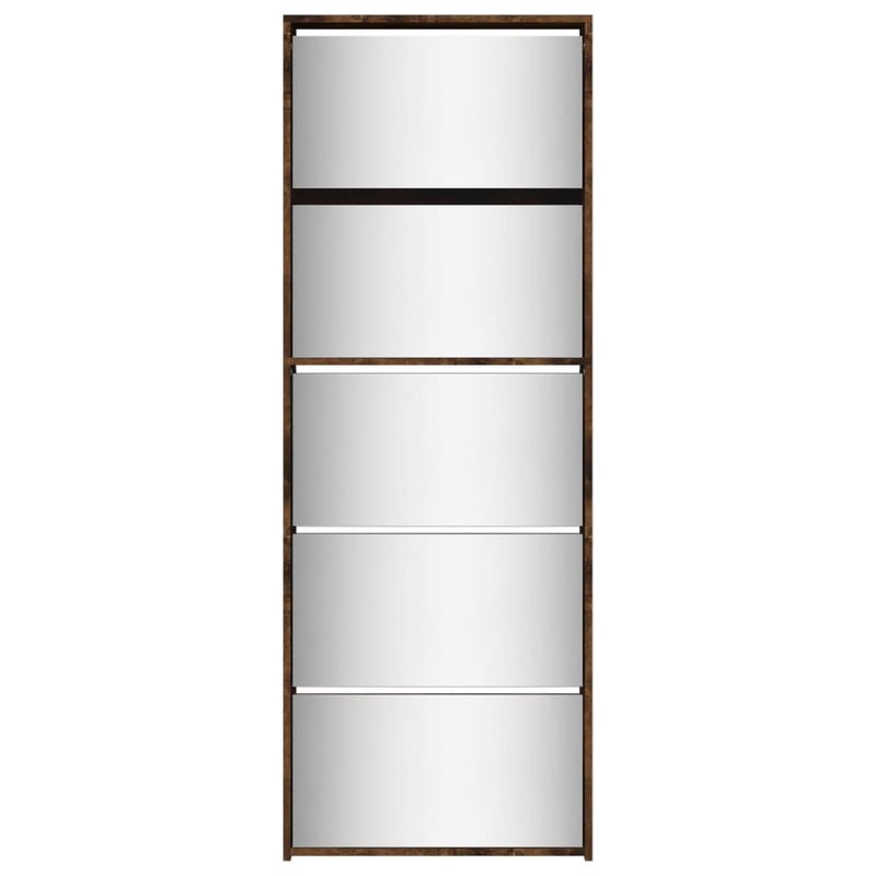 Casa si Gradina - Mobilier - Organizare si depozitare - Organizator incaltaminte - Pantofar cu oglinda, 5 niveluri, stejar fumuriu, 63x17x169,5 cm - Infinity.ro