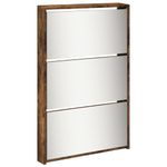 Casa si Gradina - Mobilier - Organizare si depozitare - Organizator incaltaminte - Pantofar cu oglinda, 5 niveluri, stejar fumuriu, 63x17x169,5 cm - Infinity.ro