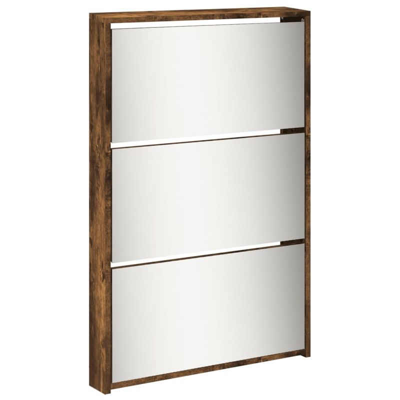 Casa si Gradina - Mobilier - Organizare si depozitare - Organizator incaltaminte - Pantofar cu oglinda, 5 niveluri, stejar fumuriu, 63x17x169,5 cm - Infinity.ro