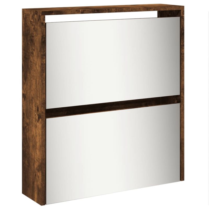Casa si Gradina - Mobilier - Organizare si depozitare - Organizator incaltaminte - Pantofar cu oglinda, 5 niveluri, stejar fumuriu, 63x17x169,5 cm - Infinity.ro
