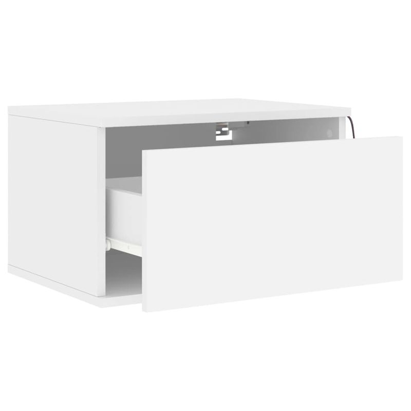 Casa si Gradina - Mobilier - Comode si corpuri - Noptiere - Noptiera montata pe perete cu lumini LED, alb - Infinity.ro