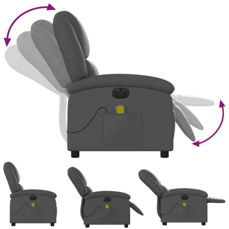 Ingrijire personala si Cosmetice - Sanatate si wellness - Articole wellness - Fotolii de masaj - Fotoliu de masaj electric rabatabil, gri, piele ecologica - Infinity.ro