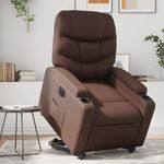 Casa si Gradina - Mobilier - Scaune si fotolii - Fotolii - Fotoliu rabatabil electric cu ridicare, maro, piele ecologica - Infinity.ro