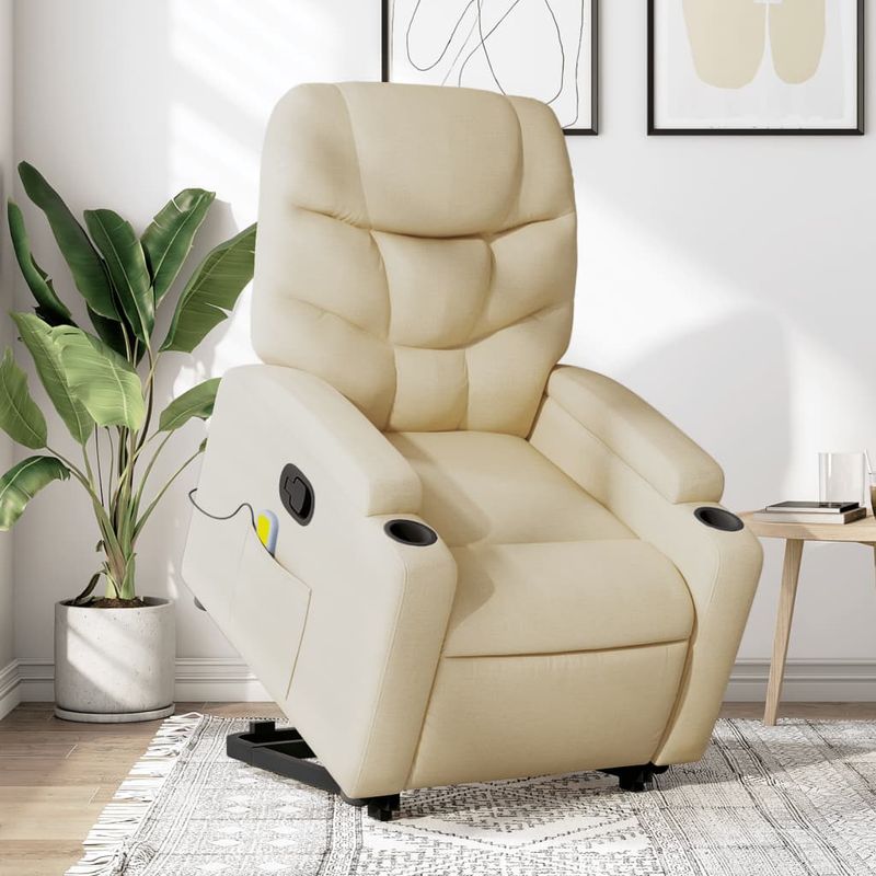 Ingrijire personala si Cosmetice - Sanatate si wellness - Articole wellness - Fotolii de masaj - Fotoliu masaj rabatabil cu ridicare, crem, material textil - Infinity.ro