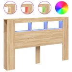 Casa si Gradina - Mobilier - Paturi si accesorii - Accesorii paturi - Tablie de pat cu LED, stejar sonoma, 160x18,5x103,5 cm, lemn - Infinity.ro