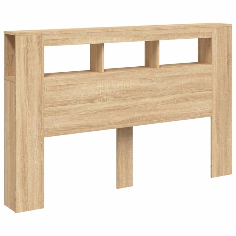 Casa si Gradina - Mobilier - Paturi si accesorii - Accesorii paturi - Tablie de pat cu LED, stejar sonoma, 160x18,5x103,5 cm, lemn - Infinity.ro