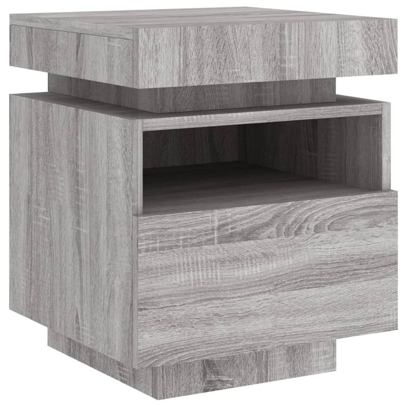 Casa si Gradina - Mobilier - Comode si corpuri - Noptiere - Noptiere cu lumini LED, 2 bucati, sonoma gri, 40 x 39 x 48,5 cm - Infinity.ro