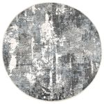 Casa si Gradina - Textile si covoare - Covoare - Covoare casa - Covor lavabil, multicolor, diametru 120 cm, anti-alunecare, alb și negru - Infinity.ro