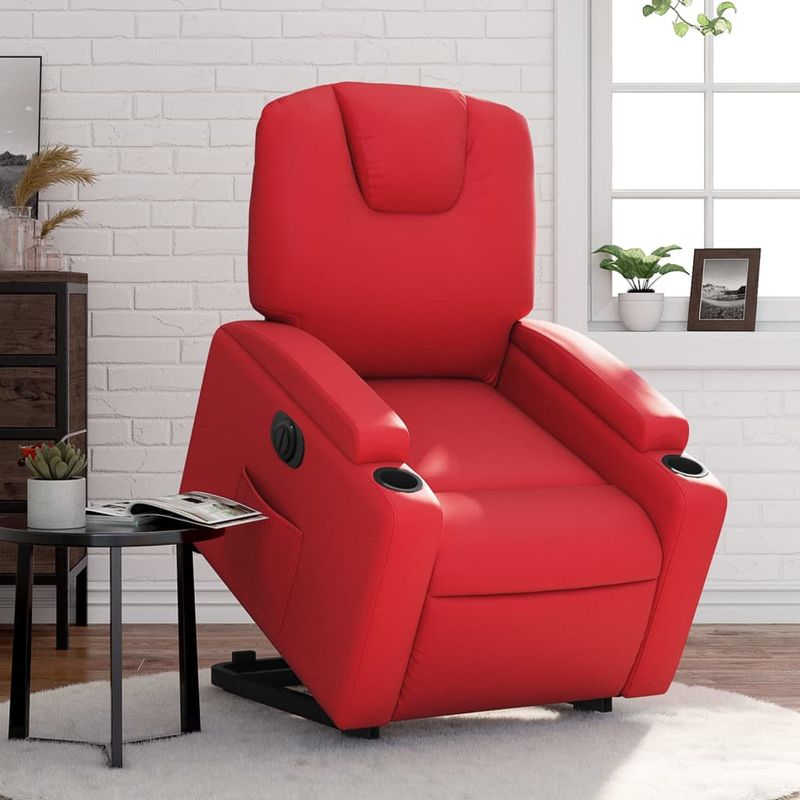 Casa si Gradina - Mobilier - Scaune si fotolii - Fotolii - Fotoliu rabatabil electric cu ridicare, rosu, piele ecologica - Infinity.ro