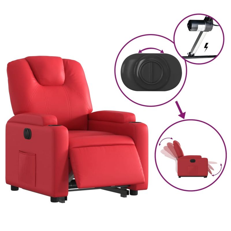 Casa si Gradina - Mobilier - Scaune si fotolii - Fotolii - Fotoliu rabatabil electric cu ridicare, rosu, piele ecologica - Infinity.ro