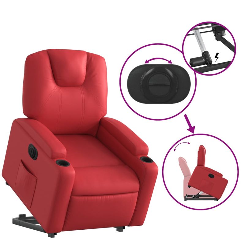 Casa si Gradina - Mobilier - Scaune si fotolii - Fotolii - Fotoliu rabatabil electric cu ridicare, rosu, piele ecologica - Infinity.ro