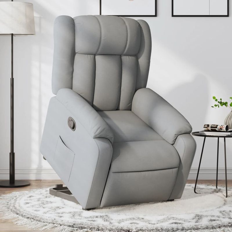 Casa si Gradina - Mobilier - Scaune si fotolii - Fotolii - Fotoliu rabatabil cu ridicare, gri deschis, material textil - Infinity.ro