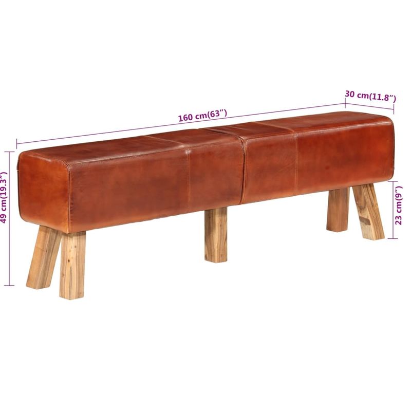 Casa si Gradina - Mobilier - Canapele si coltare - Banchete - Banca de gimnastica, maro, 160 cm, piele naturala - Infinity.ro