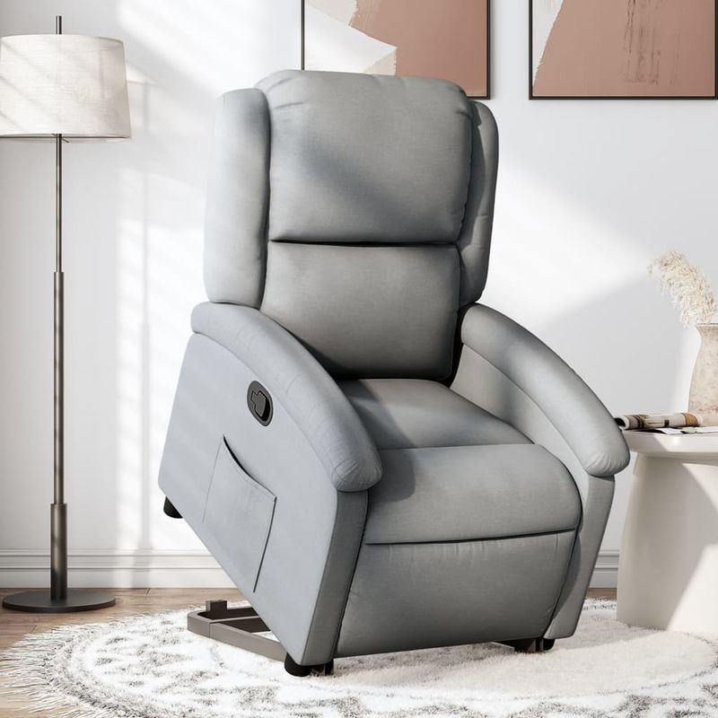 Casa si Gradina - Mobilier - Scaune si fotolii - Fotolii - Fotoliu rabatabil cu ridicare, gri deschis, material textil - Infinity.ro
