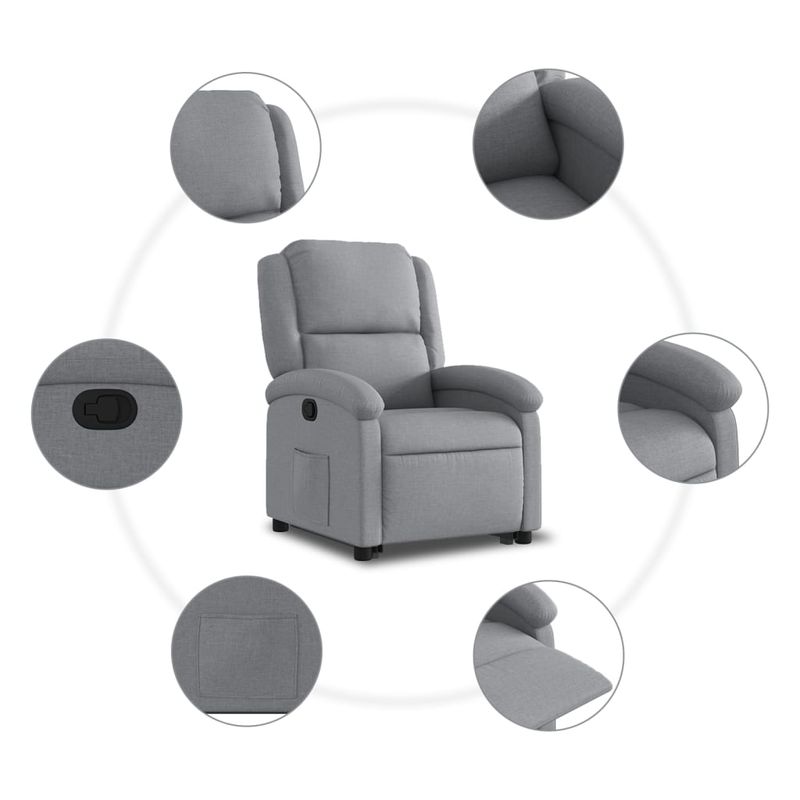 Casa si Gradina - Mobilier - Scaune si fotolii - Fotolii - Fotoliu rabatabil cu ridicare, gri deschis, material textil - Infinity.ro