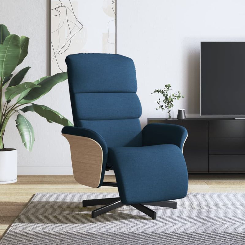 Casa si Gradina - Mobilier - Scaune si fotolii - Fotolii - Fotoliu rabatabil cu suport de picioare, albastru, textil - Infinity.ro