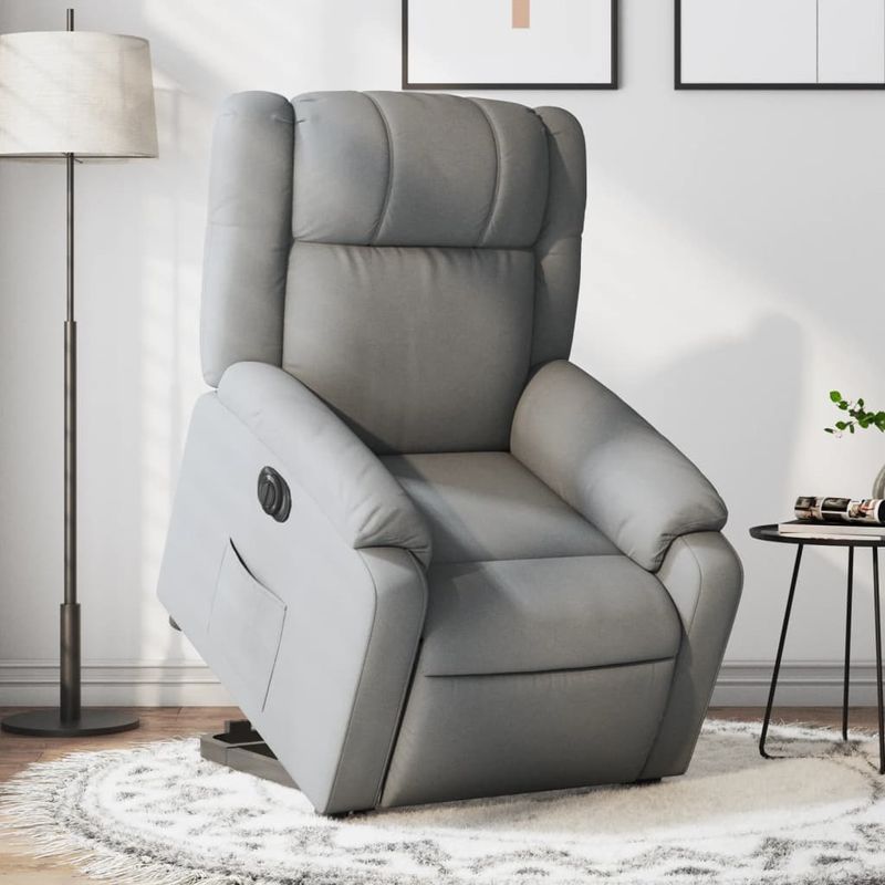 Casa si Gradina - Mobilier - Scaune si fotolii - Fotolii - Fotoliu electric rabatabil cu ridicare, gri deschis, textil - Infinity.ro