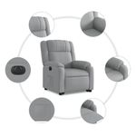 Casa si Gradina - Mobilier - Scaune si fotolii - Fotolii - Fotoliu electric rabatabil cu ridicare, gri deschis, textil - Infinity.ro