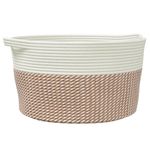 Casa si Gradina - Mobilier - Organizare si depozitare - Cutii depozitare - Cos de depozitare, maro si alb, Ø40x25 cm, bumbac - Infinity.ro