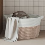 Casa si Gradina - Mobilier - Organizare si depozitare - Cutii depozitare - Cos de depozitare, maro si alb, Ø40x25 cm, bumbac - Infinity.ro