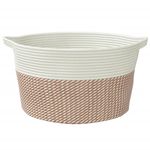 Casa si Gradina - Mobilier - Organizare si depozitare - Cutii depozitare - Cos de depozitare, maro si alb, Ø40x25 cm, bumbac - Infinity.ro