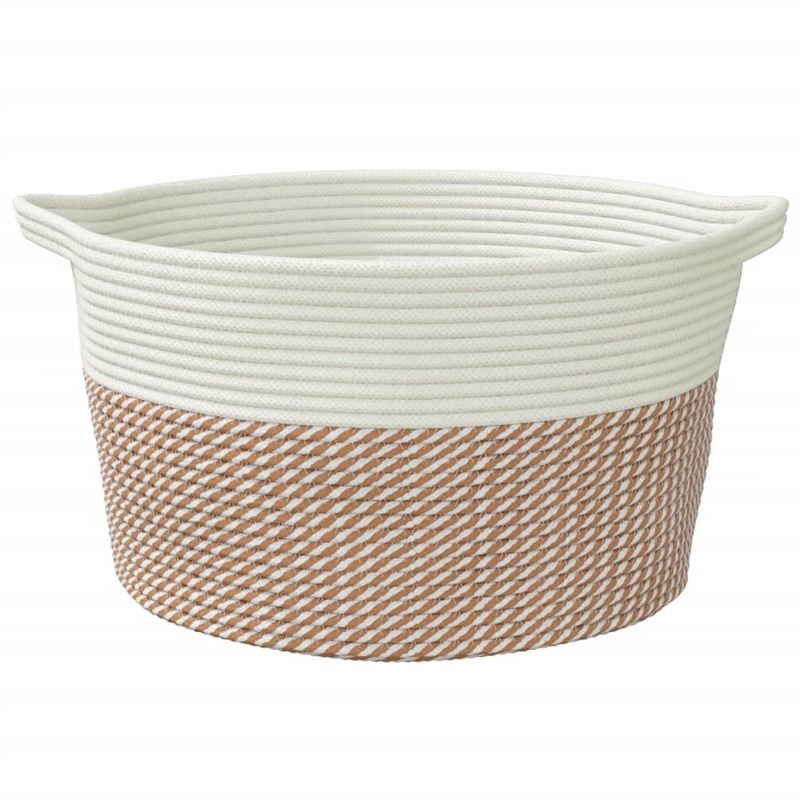 Casa si Gradina - Mobilier - Organizare si depozitare - Cutii depozitare - Cos de depozitare, maro si alb, Ø40x25 cm, bumbac - Infinity.ro