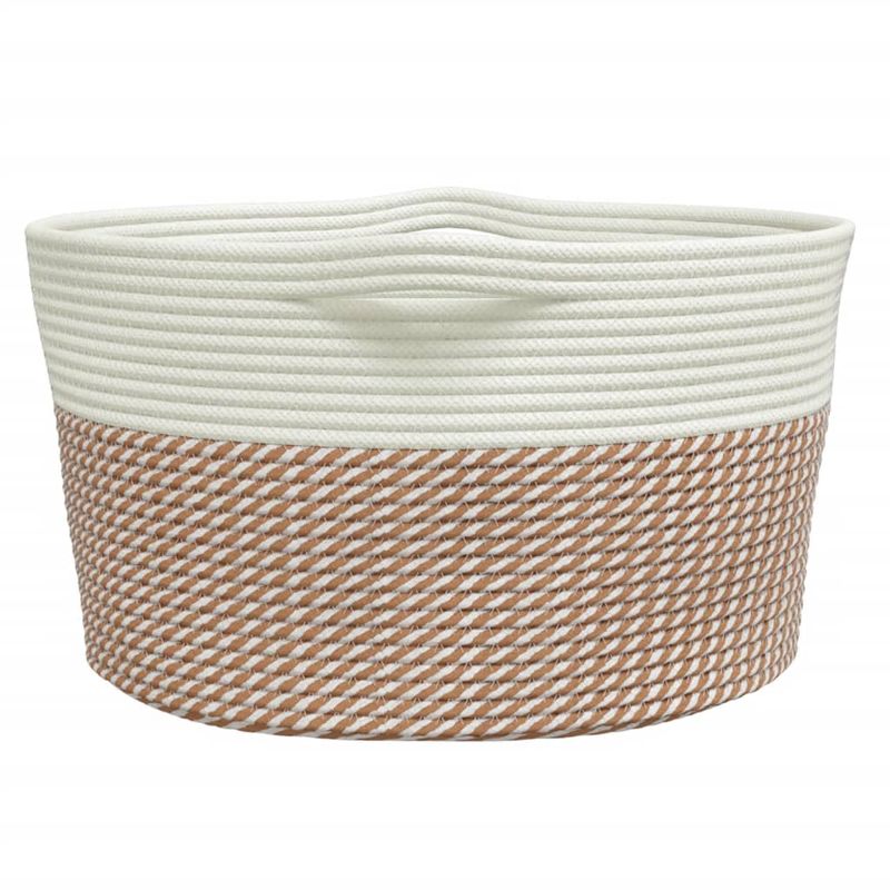 Casa si Gradina - Mobilier - Organizare si depozitare - Cutii depozitare - Cos de depozitare, maro si alb, Ø40x25 cm, bumbac - Infinity.ro