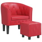 Casa si Gradina - Mobilier - Scaune si fotolii - Fotolii - Fotoliu tip cuva cu taburet, rosu, piele ecologica - Infinity.ro
