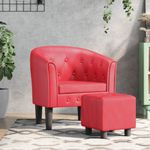 Casa si Gradina - Mobilier - Scaune si fotolii - Fotolii - Fotoliu tip cuva cu taburet, rosu, piele ecologica - Infinity.ro