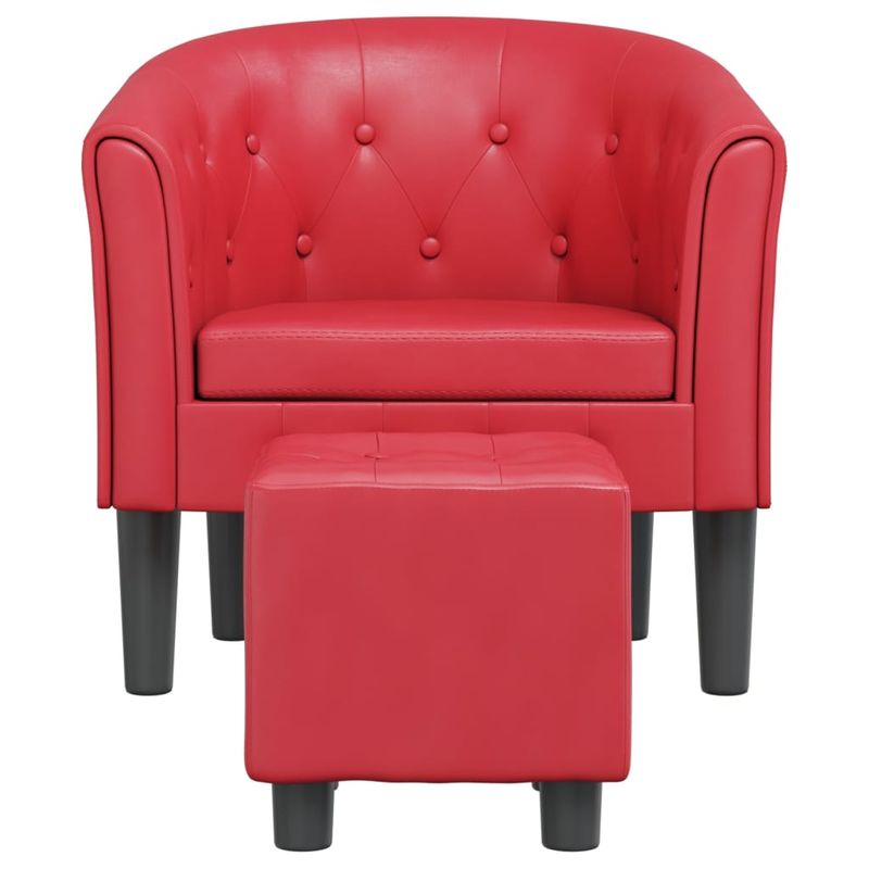 Casa si Gradina - Mobilier - Scaune si fotolii - Fotolii - Fotoliu tip cuva cu taburet, rosu, piele ecologica - Infinity.ro
