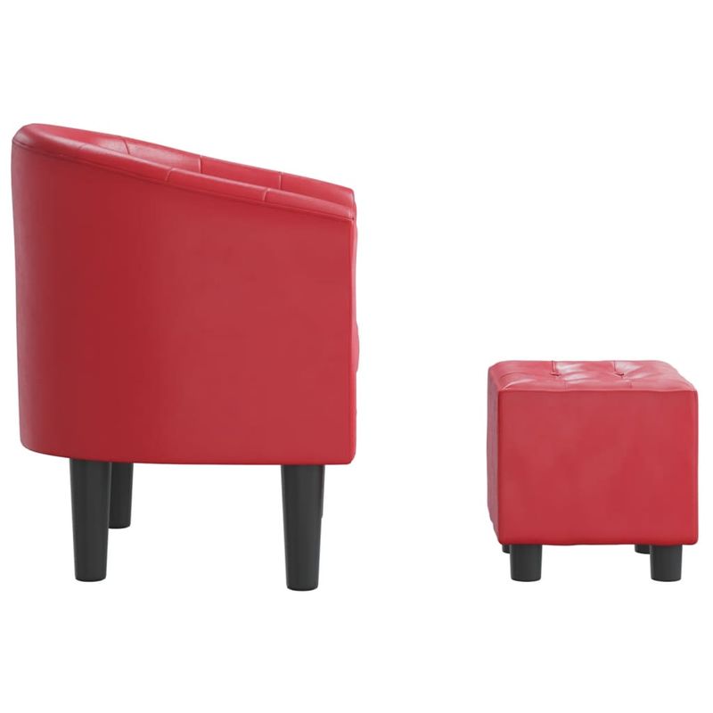 Casa si Gradina - Mobilier - Scaune si fotolii - Fotolii - Fotoliu tip cuva cu taburet, rosu, piele ecologica - Infinity.ro