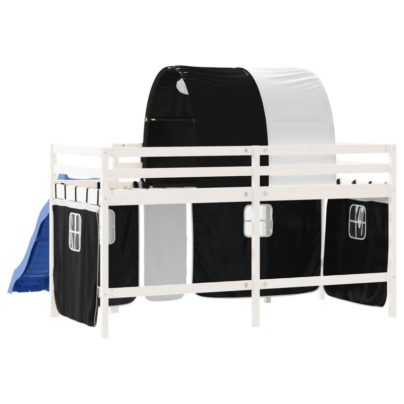 Casa si Gradina - Mobilier - Paturi si accesorii - Paturi - Pat etajat de copii cu tunel alb/negru 90x190 cm lemn masiv pin - Infinity.ro