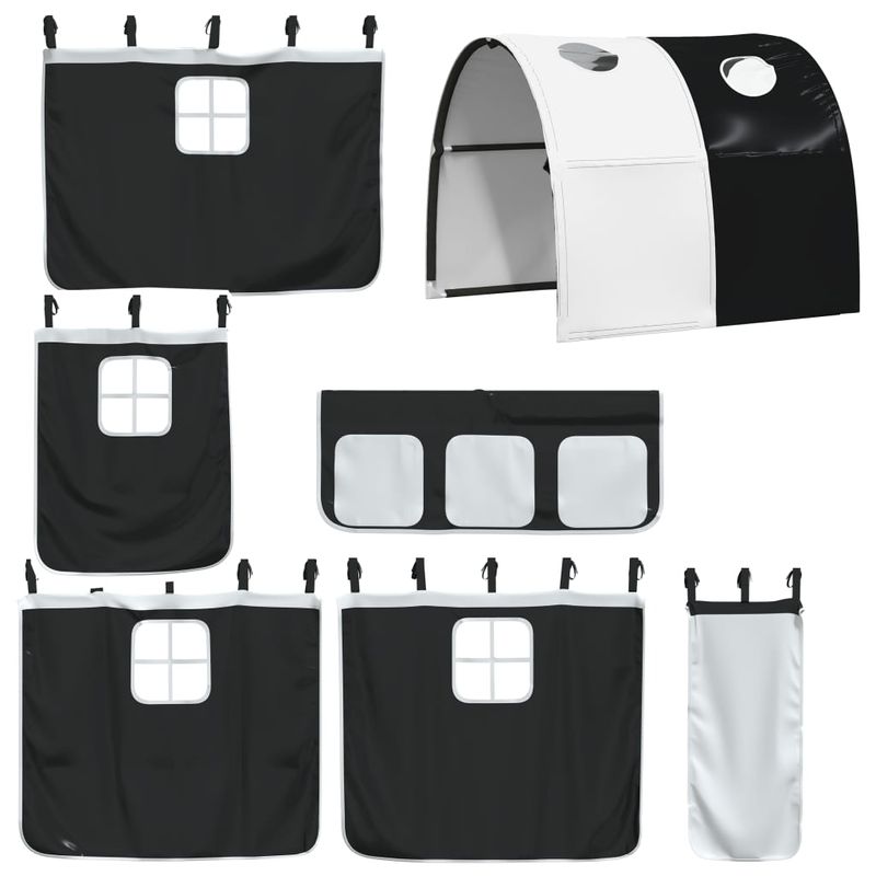 Casa si Gradina - Mobilier - Paturi si accesorii - Paturi - Pat etajat de copii cu tunel alb/negru 90x190 cm lemn masiv pin - Infinity.ro