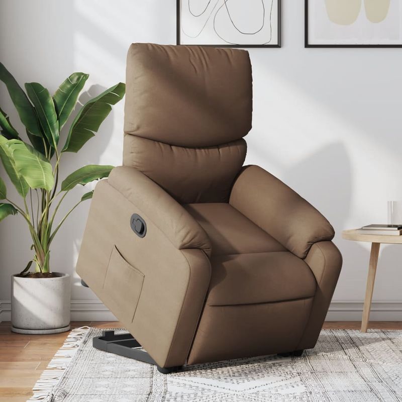 Casa si Gradina - Mobilier - Scaune si fotolii - Fotolii - Fotoliu rabatabil cu ridicare pe verticala, maro, textil - Infinity.ro