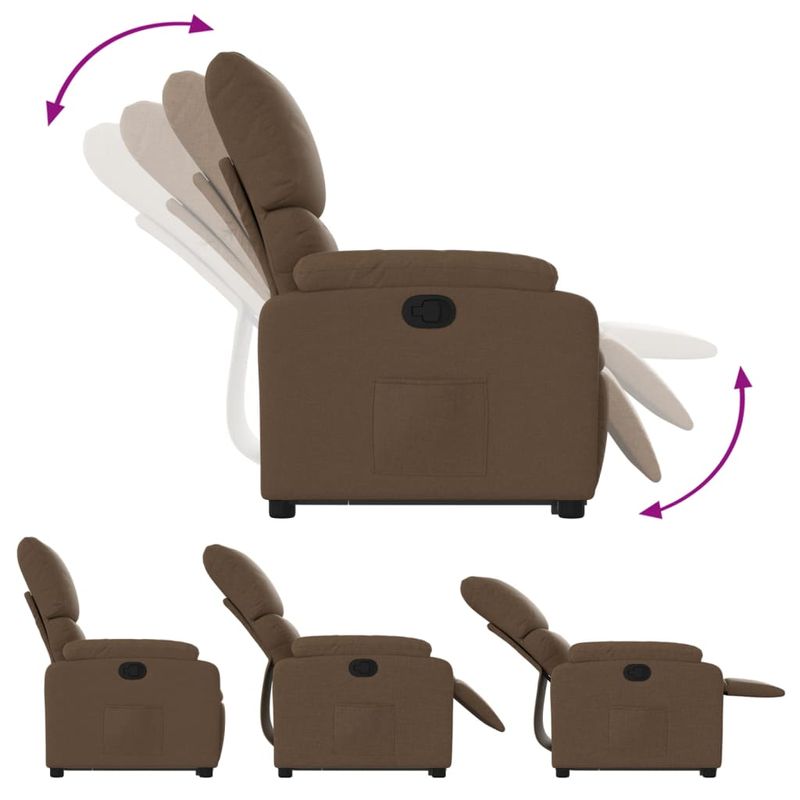 Casa si Gradina - Mobilier - Scaune si fotolii - Fotolii - Fotoliu rabatabil cu ridicare pe verticala, maro, textil - Infinity.ro