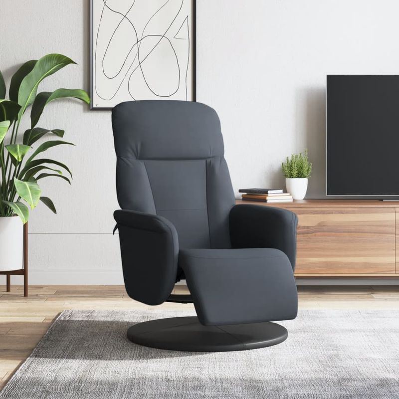 Casa si Gradina - Mobilier - Scaune si fotolii - Fotolii - Fotoliu rabatabil cu taburet, gri inchis, catifea - Infinity.ro