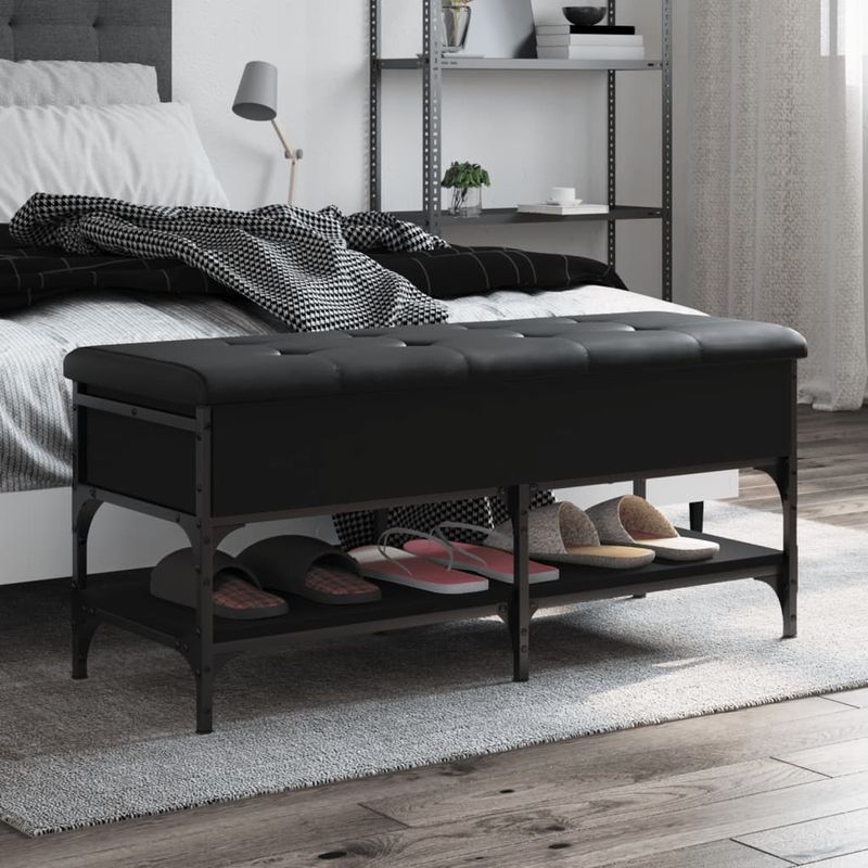 Casa si Gradina - Mobilier - Organizare si depozitare - Bancute - Banca de pantofi, negru, 102x42x45 cm, lemn prelucrat - Infinity.ro