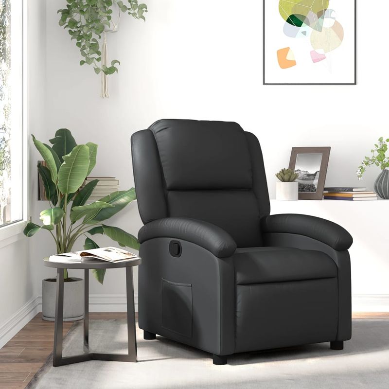Casa si Gradina - Mobilier - Scaune si fotolii - Fotolii - Fotoliu rabatabil, negru, piele naturala - Infinity.ro