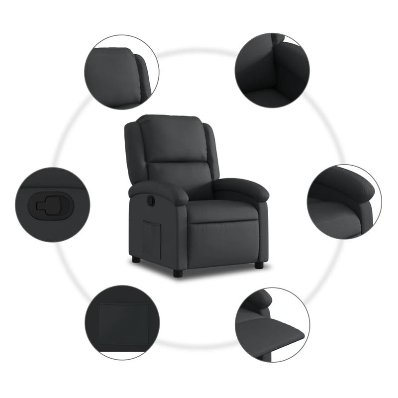 Casa si Gradina - Mobilier - Scaune si fotolii - Fotolii - Fotoliu rabatabil, negru, piele naturala - Infinity.ro