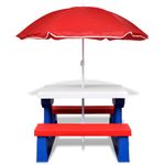 Casa si Gradina - Gradina si terasa - Mobilier exterior - Mese gradina - Masa de picnic pentru copii cu banci & umbrela, multicolor - Infinity.ro