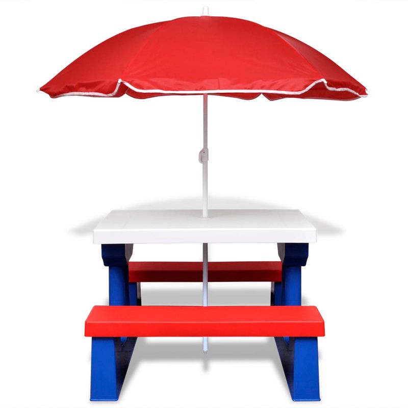Casa si Gradina - Gradina si terasa - Mobilier exterior - Mese gradina - Masa de picnic pentru copii cu banci & umbrela, multicolor - Infinity.ro