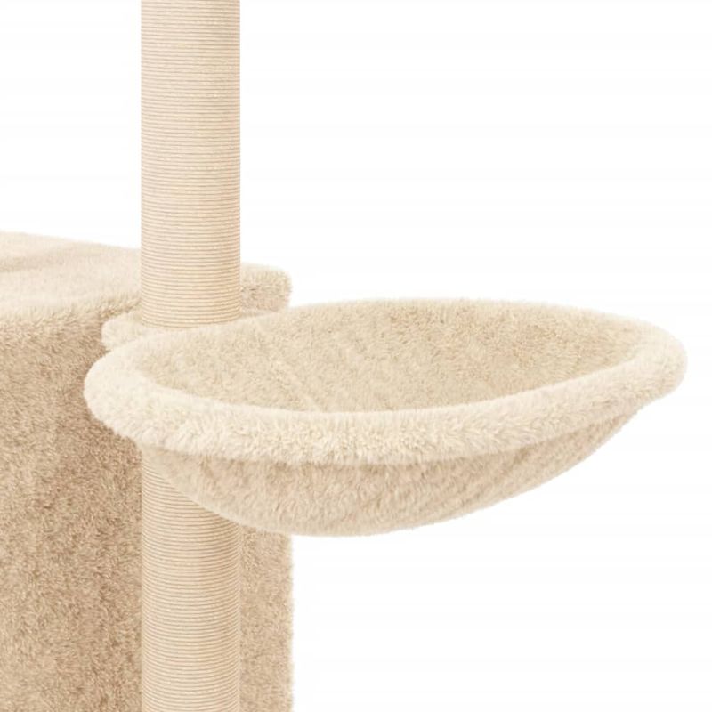 Petshop - Accesorii petshop - Jucarii animale - Ansambluri de joaca - Ansamblu de pisici cu stalpi din funie de sisal, crem, 145 cm - Infinity.ro