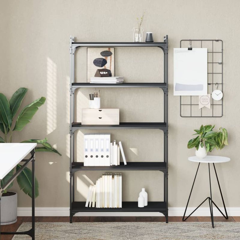 Casa si Gradina - Mobilier - Biblioteci si rafturi - Biblioteci - Biblioteca cu 5 niveluri, negru, 80x30x154 cm, lemn prelucrat - Infinity.ro