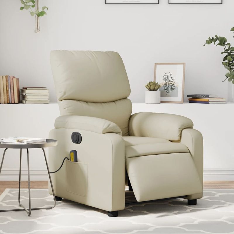 Ingrijire personala si Cosmetice - Sanatate si wellness - Articole wellness - Fotolii de masaj - Fotoliu electric de masaj rabatabil, crem, piele ecologica - Infinity.ro