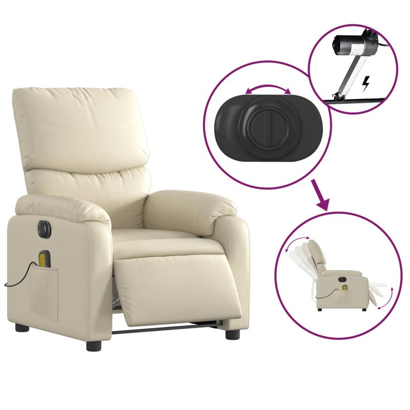 Ingrijire personala si Cosmetice - Sanatate si wellness - Articole wellness - Fotolii de masaj - Fotoliu electric de masaj rabatabil, crem, piele ecologica - Infinity.ro