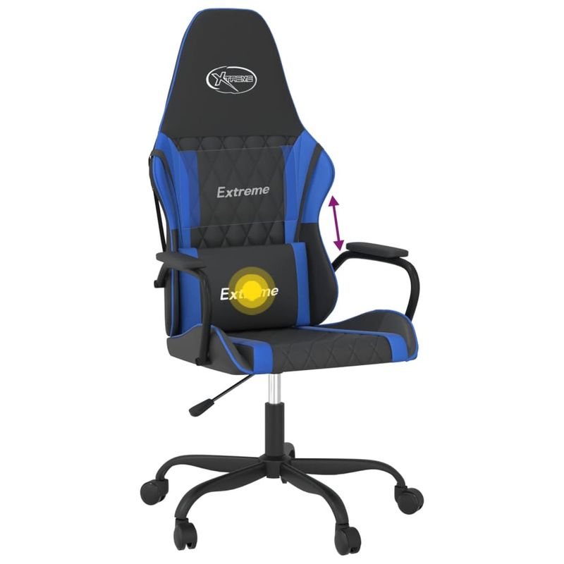 PC, gaming si accesorii - Gaming - Accesorii gaming - Scaune gaming - Scaun de gaming de masaj, negru si albastru, piele ecologica - Infinity.ro