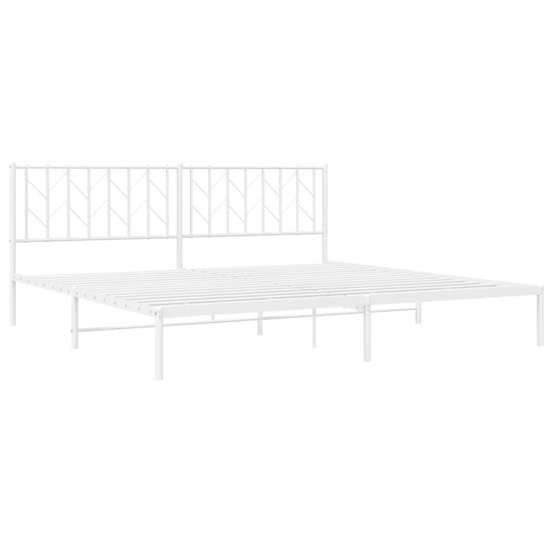 Casa si Gradina - Mobilier - Paturi si accesorii - Paturi - Cadru de pat metalic cu tablie, alb, 200x200 cm - Infinity.ro