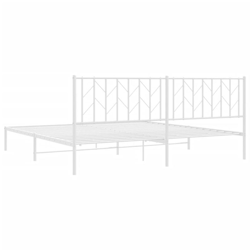 Casa si Gradina - Mobilier - Paturi si accesorii - Paturi - Cadru de pat metalic cu tablie, alb, 200x200 cm - Infinity.ro