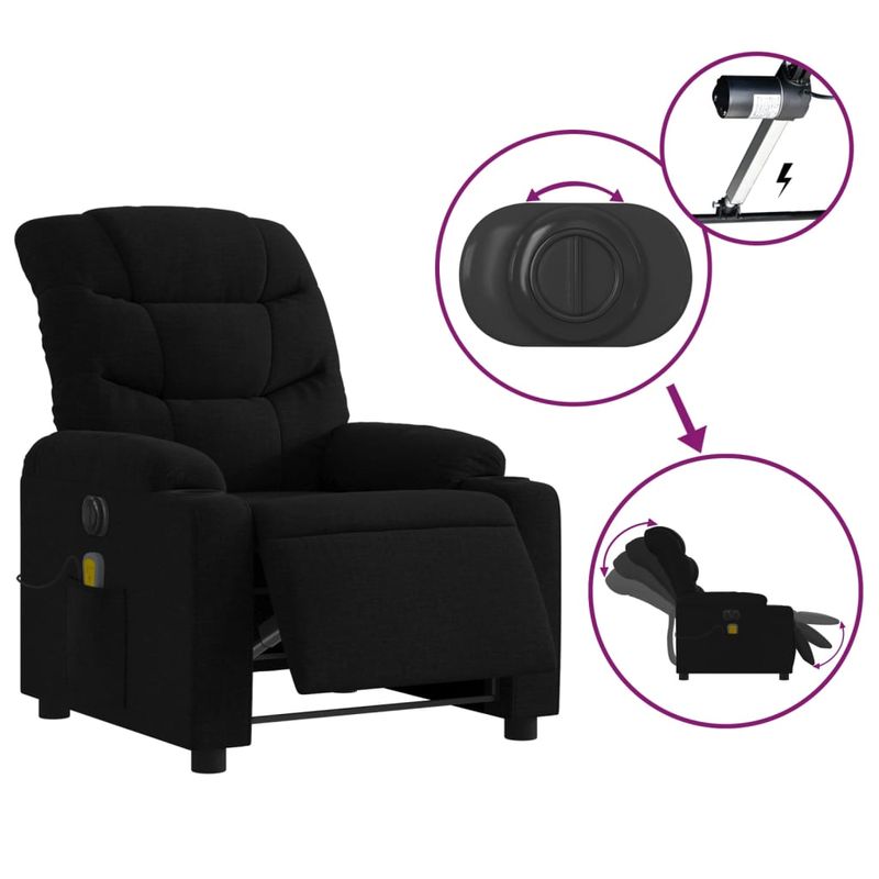 Ingrijire personala si Cosmetice - Sanatate si wellness - Articole wellness - Fotolii de masaj - Fotoliu electric de masaj rabatabil, negru, textil - Infinity.ro