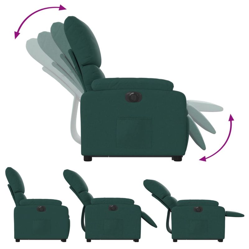 Casa si Gradina - Mobilier - Scaune si fotolii - Fotolii - Fotoliu electric rabatabil cu ridicare, verde inchis, textil - Infinity.ro